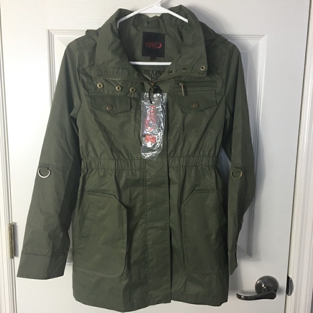 YOKI Anorak Olive Hooded Jacket Girls Sz Large